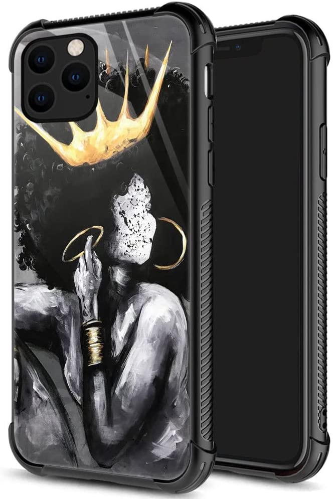 Naturally Art Black Queen Girl Iphone Cases For Women Girls Dual Layer Shockproof Rugged Cover Pattern Design