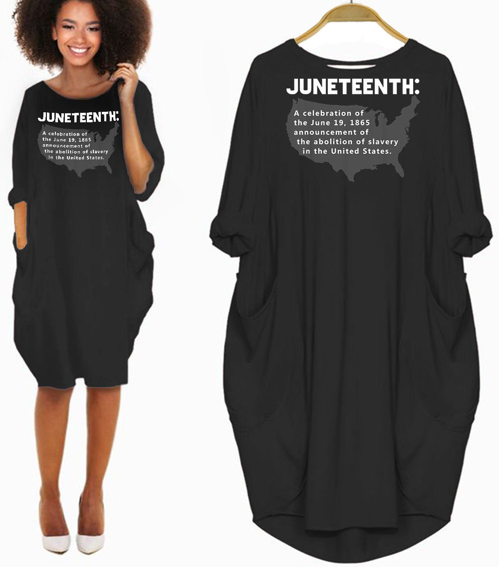 African Fashion Dresses Juneteenth Celebrates Freedom Black African American History Pretty Melanin Girl Long Sleeve Pocket Dress African Print Styles