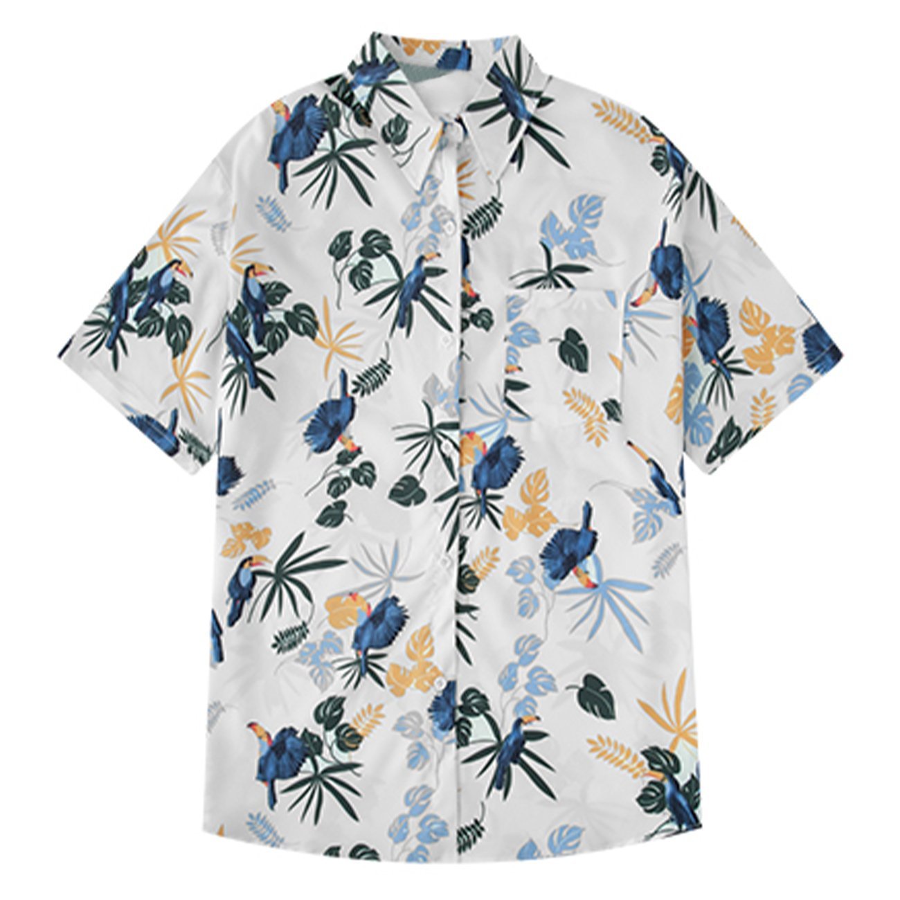 Full Parrot And Flower Print Shirt