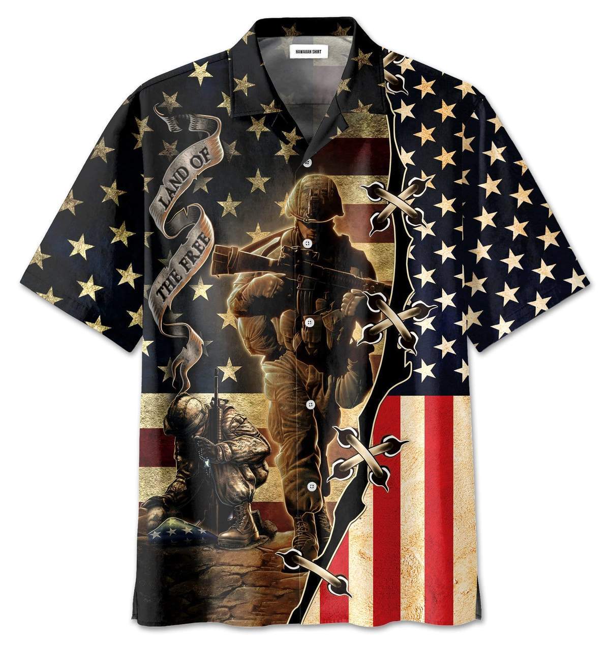 Proud American Veteran Us Flag Land Of The Free Hawaii Shirt For Men And Women Ha95379