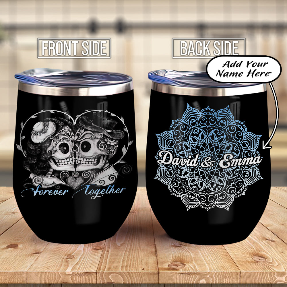 Personalized Skull Couple Gift Acaa0507001Z Wine Tumbler