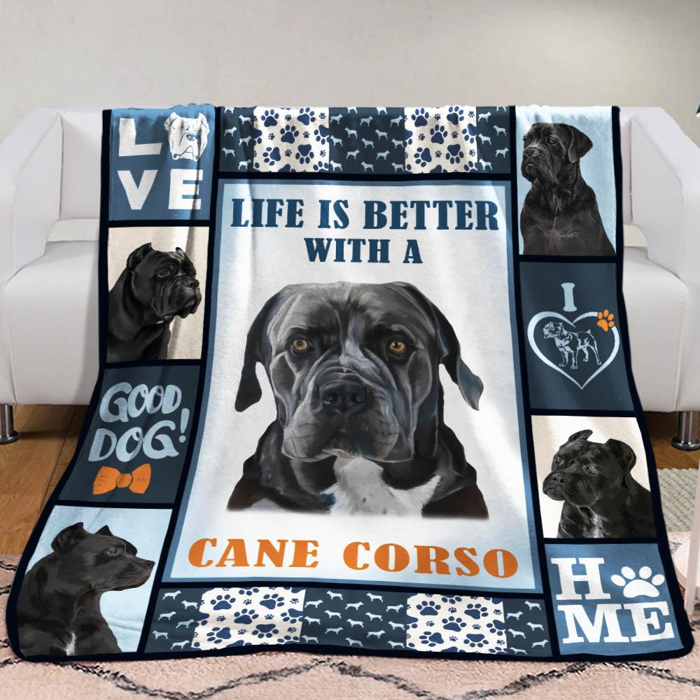 Cane Corso Dog Cane Corso Dog Fleece Blanket, Sherpa Blanket, Gift For Parent, Family Member, Friends Gift, Christmas Gift, Home Decor, Home Living-Up9