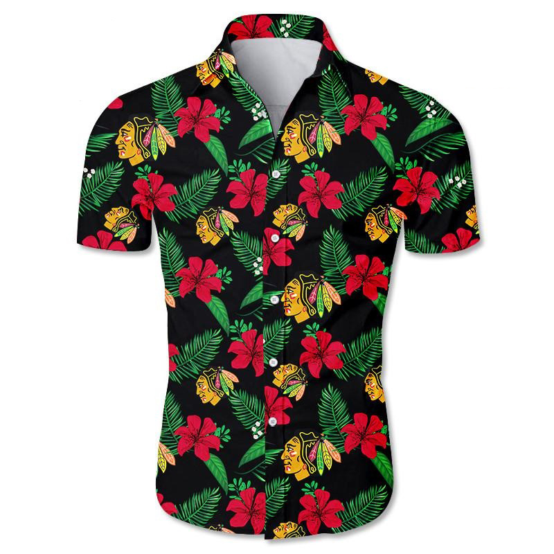 Chicago Blackhawks Tropical Flower Hawaiian Shirt