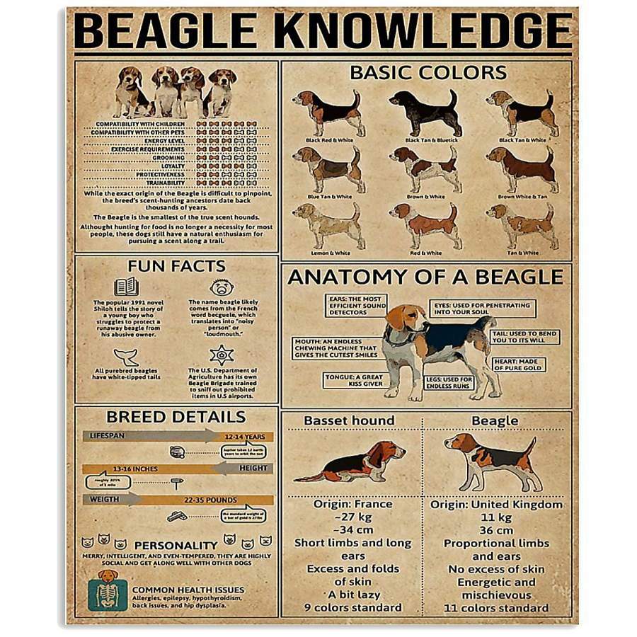 Beagle Knowledge Great Gift For Beagle Lovers Vertical Poster