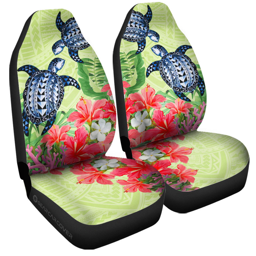 Polynesian Turtle Car Seat Covers Custom Flowers Car Accessories