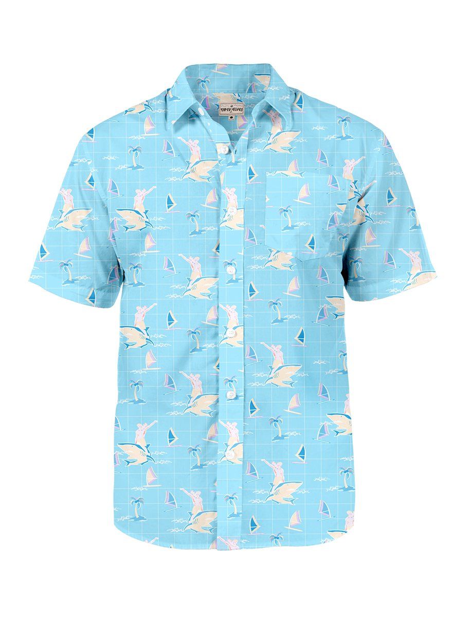 Tipsy Elves Blue White Unique Design Hawaii Shirt Ha9996