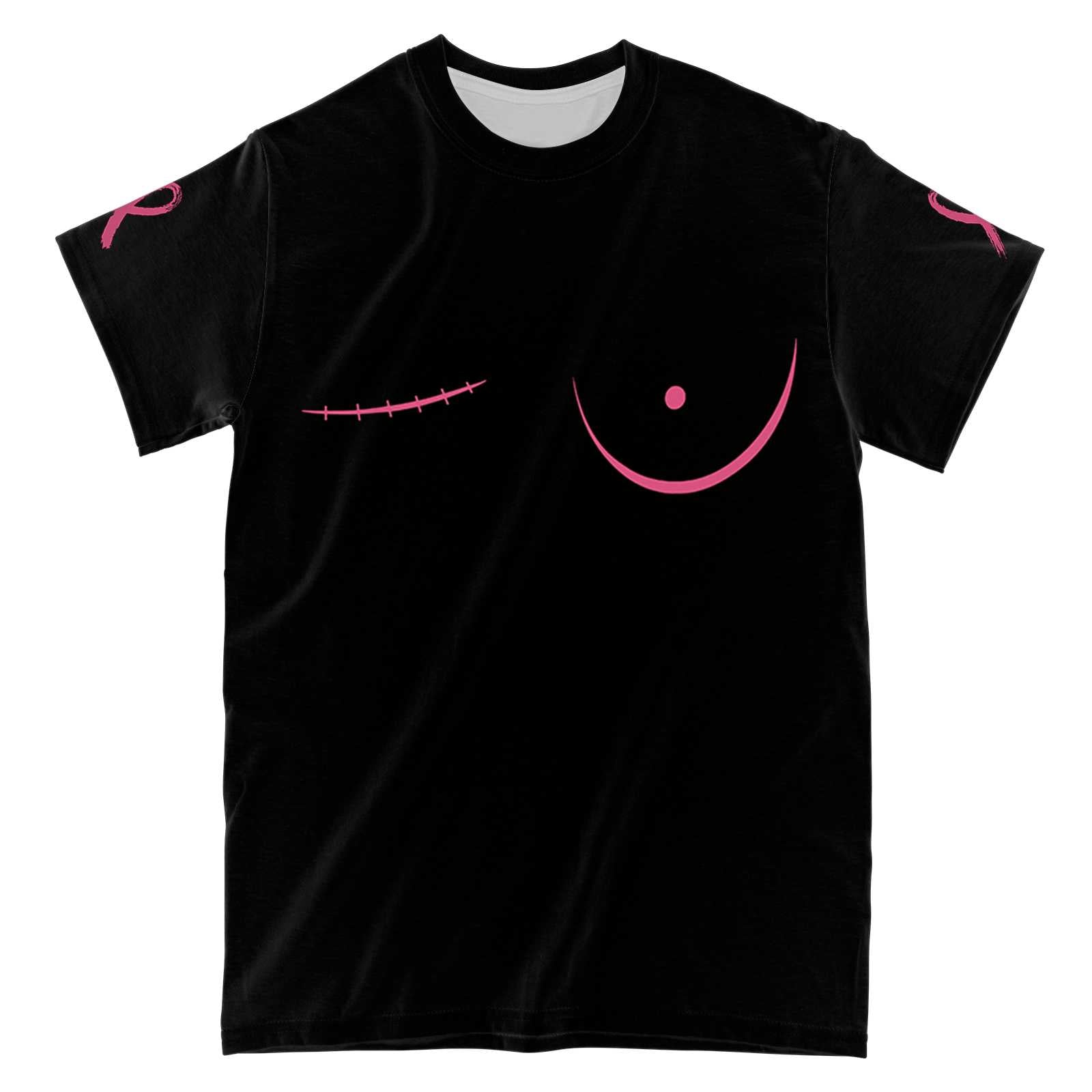 A Zombie Is Looking For My Breast Cancer Awareness All Over Print T-Shirt, Halloween Gift For Breast Cancer Survivors