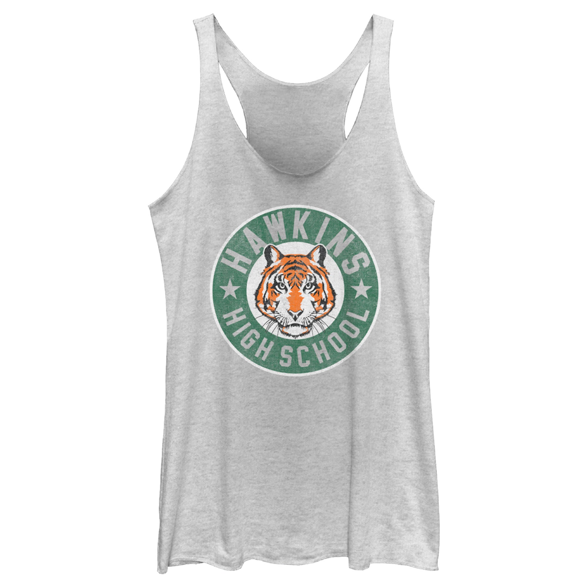 Women’S Stranger Things Retro Hawkins High School Tiger Mascot Racerback Tank Top