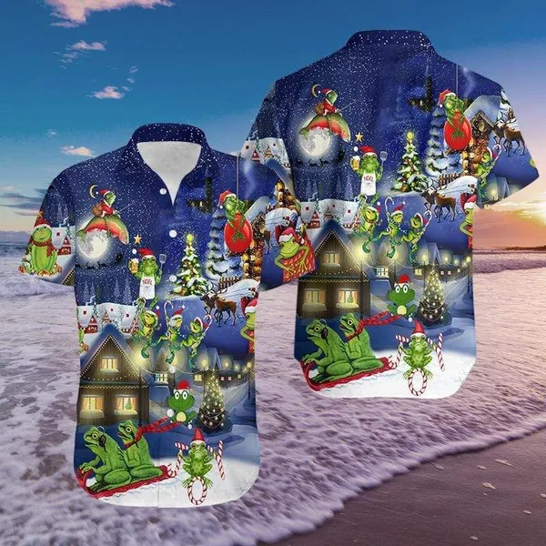 Frogs On Night Christmas Aloha Hawaii Shirts Unisex Ha39003