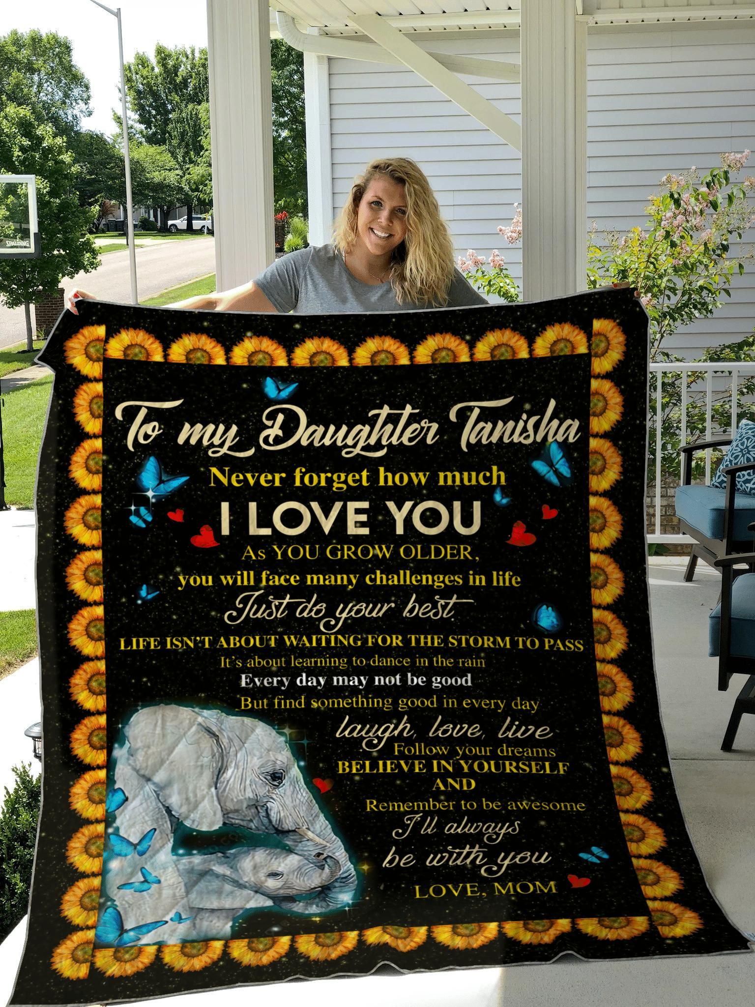 Personalized To My Daughter From Mom Elephant I’ll Always Be With You Quilt With Custom Name