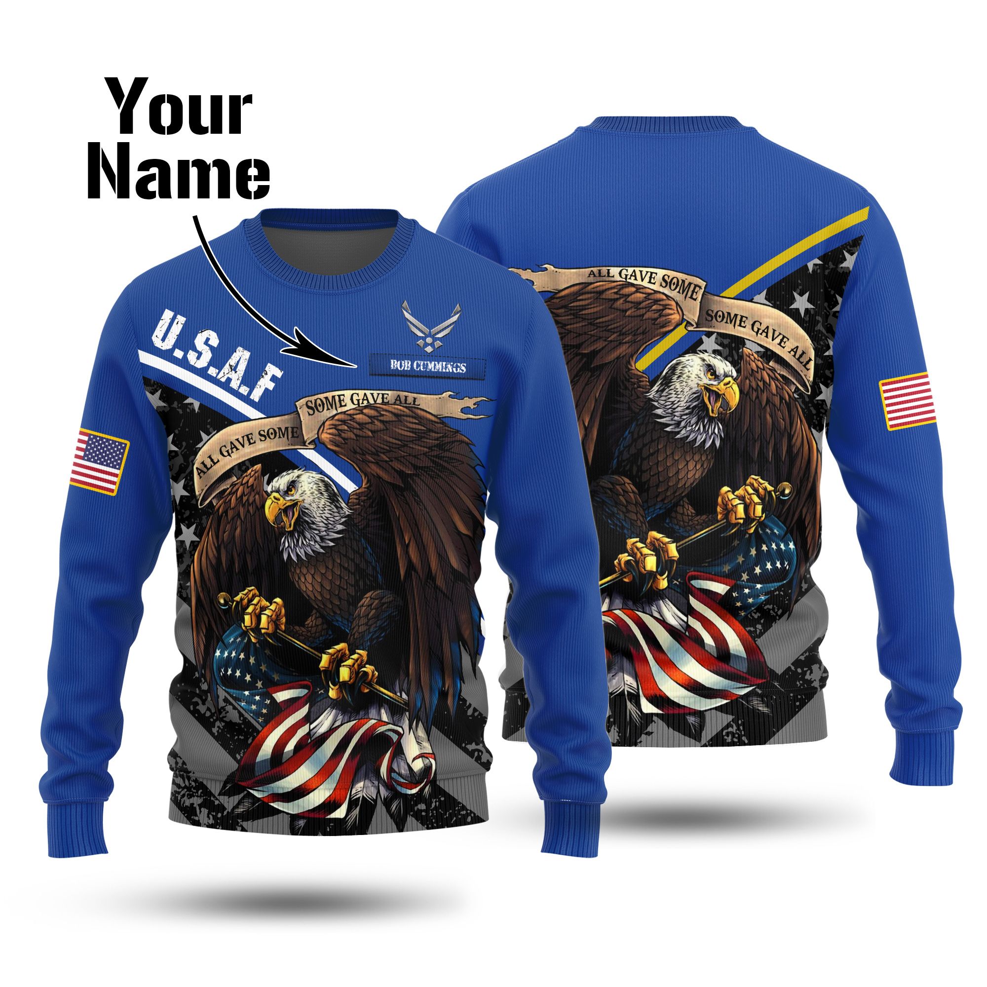 U.S.A.F Custom Name Woolen Sweater PODWS004