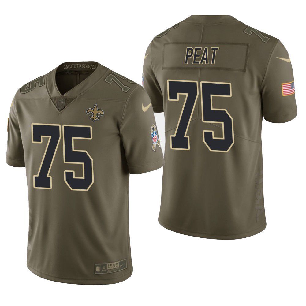 New Orleans Saints Andrus Peat Salute To Service Limited Olive Mens Jersey