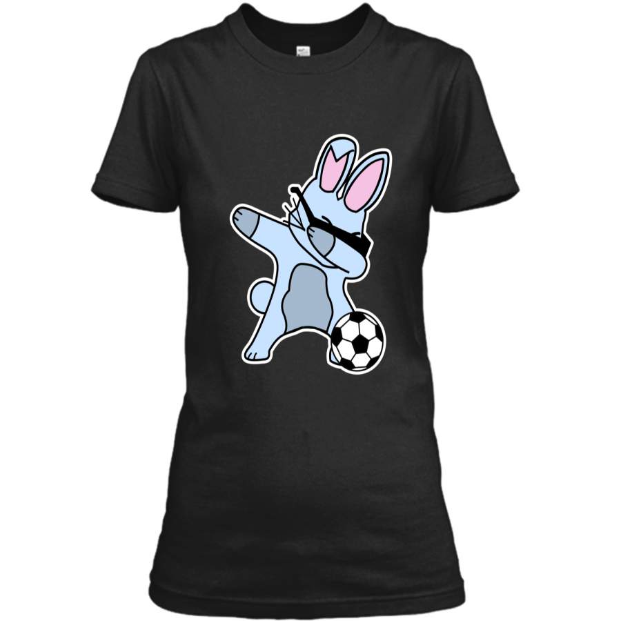 Dabbing Easter Bunny Soccer Ball T-Shirt Ladies Custom