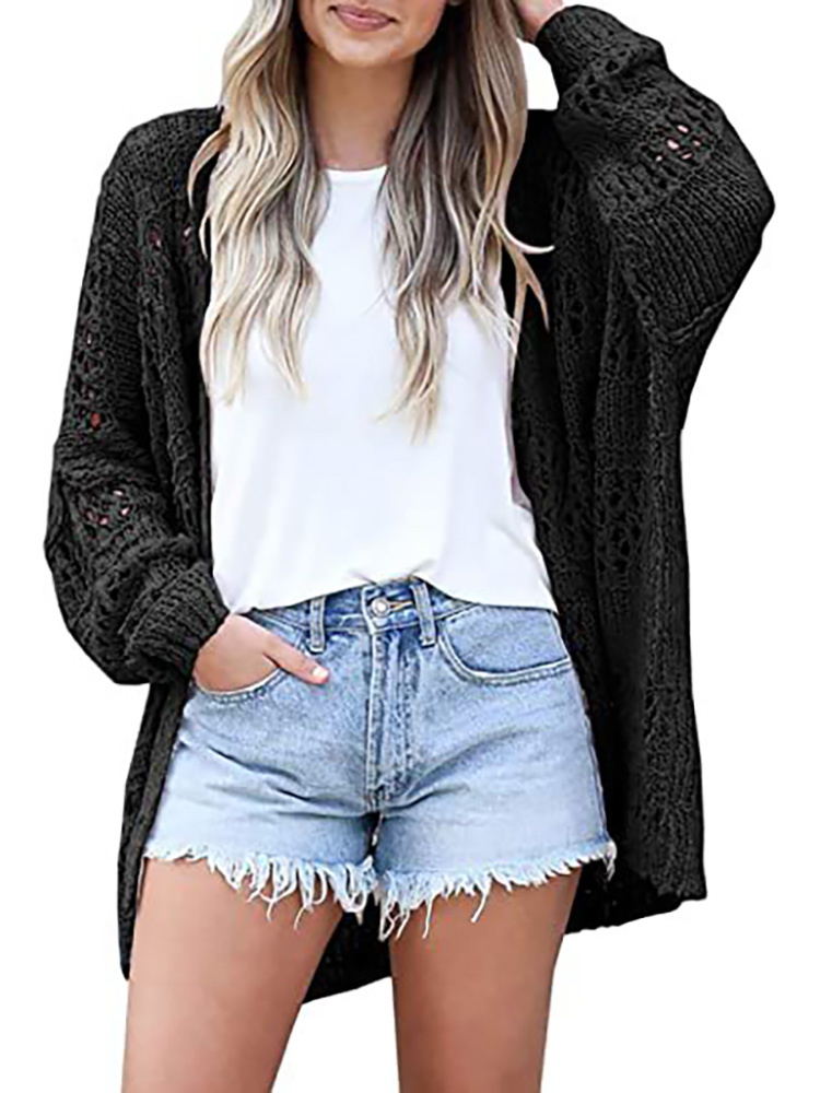 Women Knitted Cardigan Solid Crochet Oversized Sweater Deep V-Neck Batween Long Sleeve Saddle Shoulder Winter Outwear alx