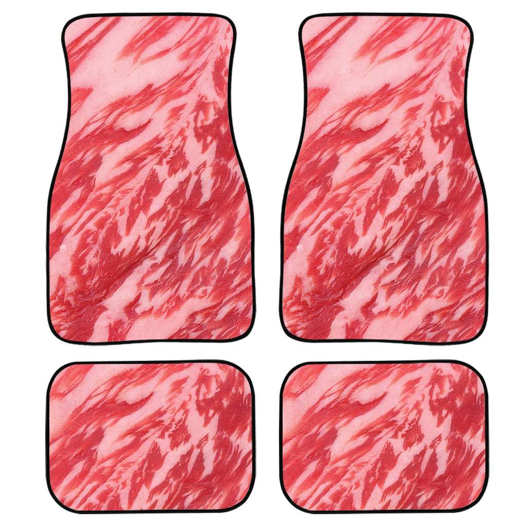 Wagyu Beef Meat Print Front And Back Car Floor Mats, Front Car Mat