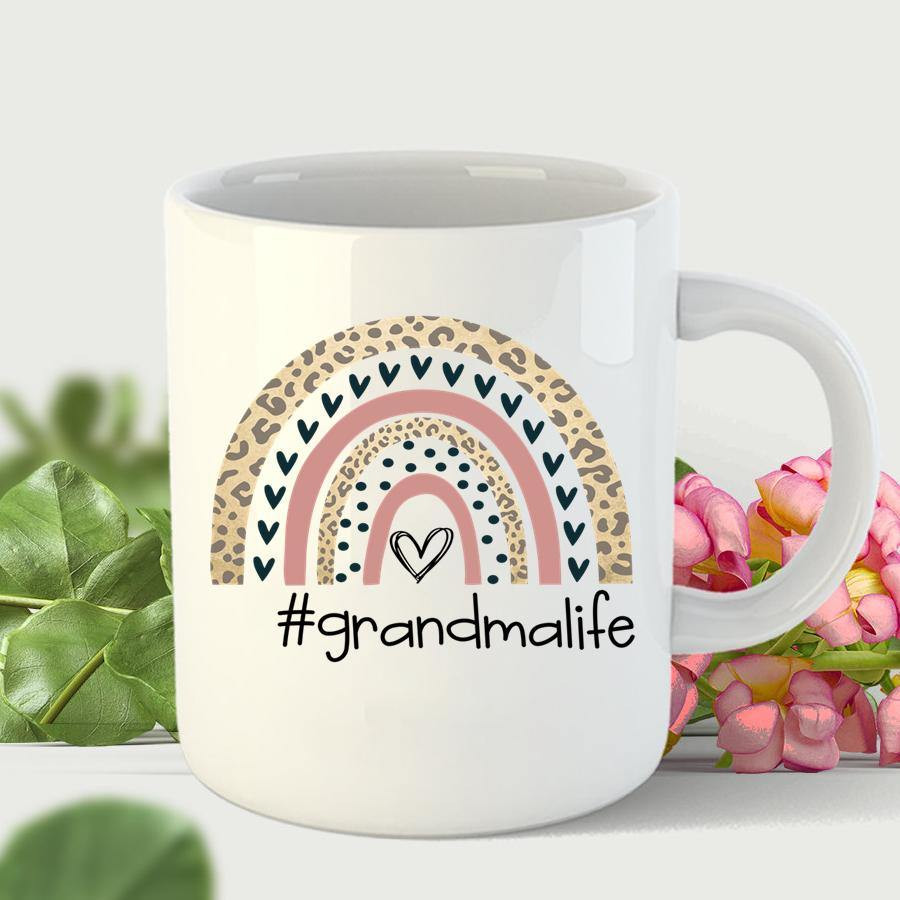 Grandma Life Rainbow Leopard Mug