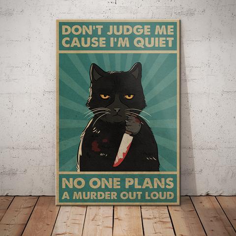 Black Cat Poster Print, Canvas Wall Art, Canvas Poster Wall Decor