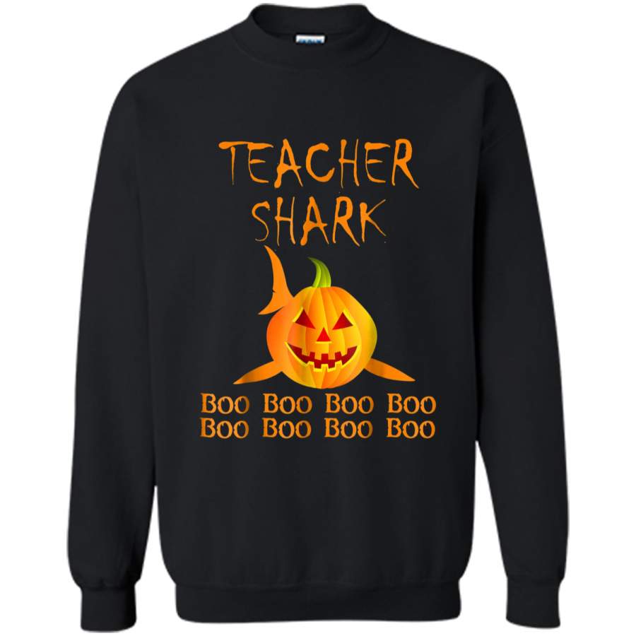 Teacher shark Doo doo boo boo Halloween  Printed Crewneck Pullover Sweatshirt