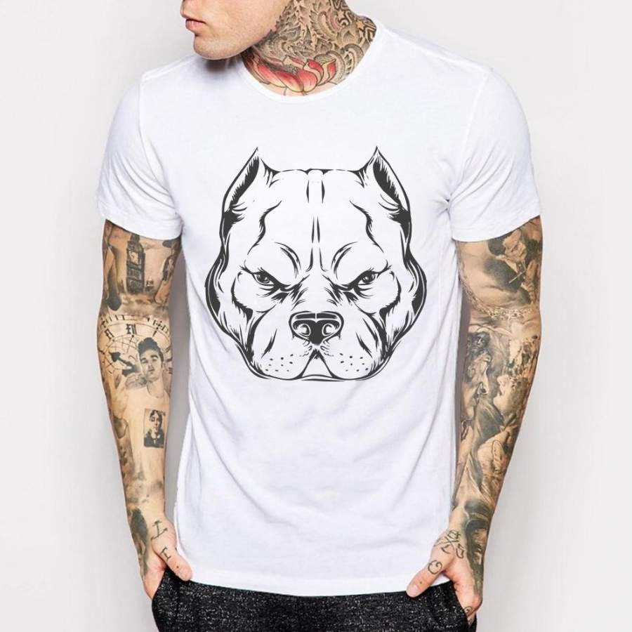Pitbull Head High Quality Summer Fashion Round Neck Looset Men’s T Shirt