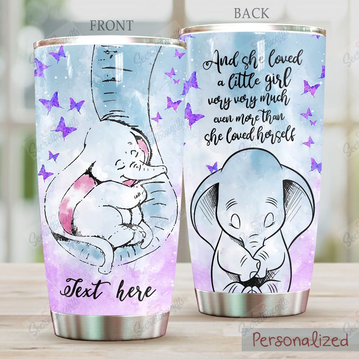 Personalized Elephant Loved A Little Girl Yq2002248Cl Stainless Steel Tumbler Travel Customize Name, Text, Number, Image