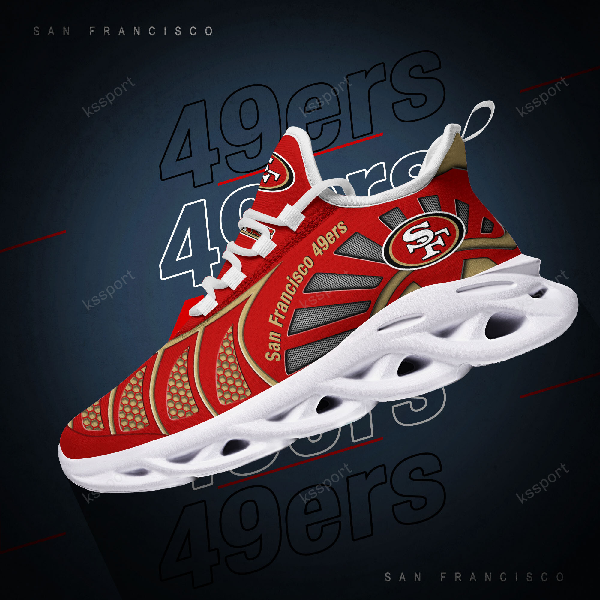 San Francisco 49Ers Yezy Running Sneakers Bg987