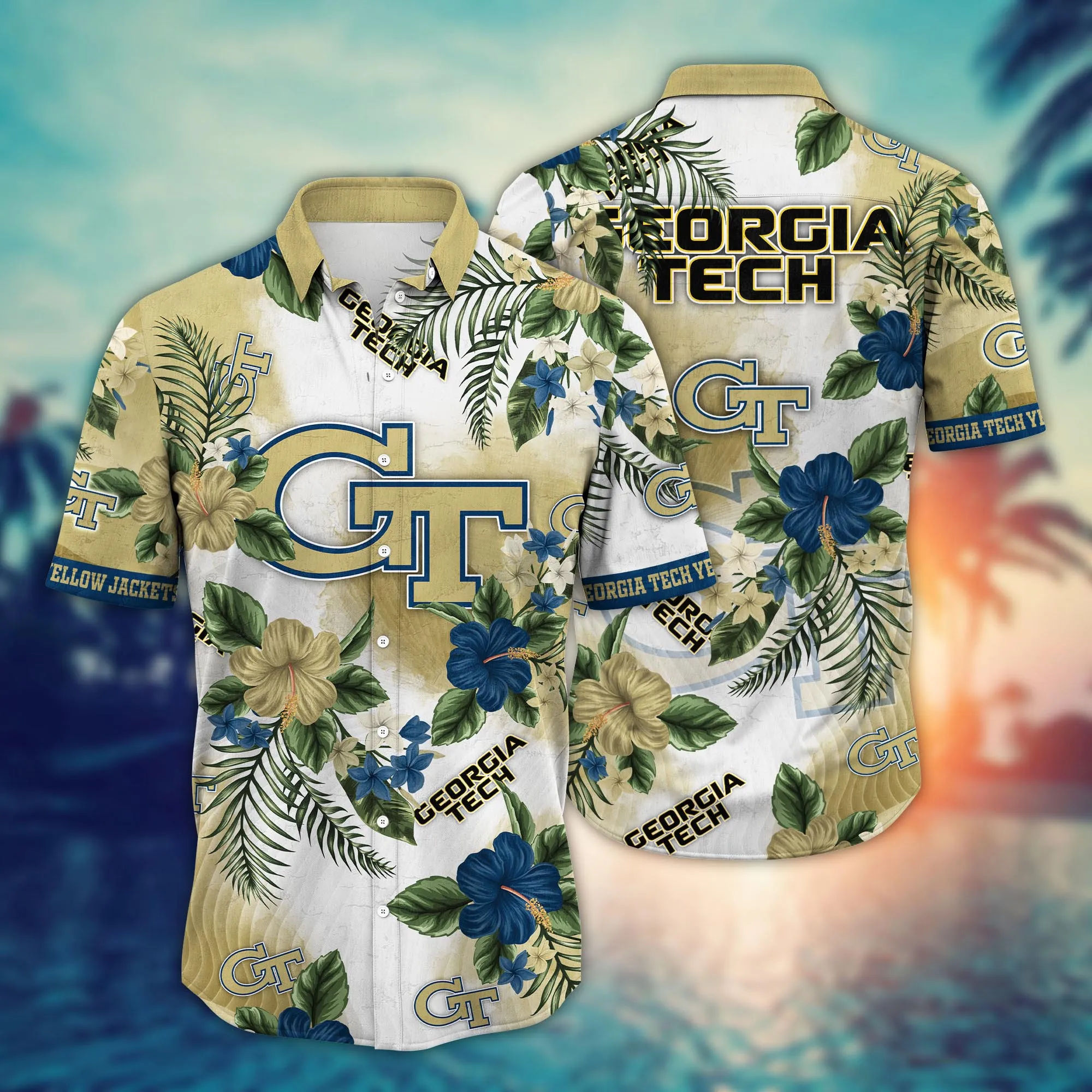 Georgia Tech Yellow Jackets NCCA Hawaiian Shirt Lemonade Standstime Aloha Shirt