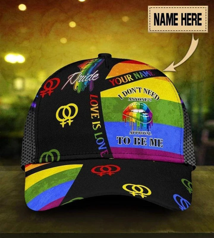 Personalized With Name Lgbtq Cap, I Don’T Need Anyone’S Approval Lgbt Printing Baseball Cap Hat