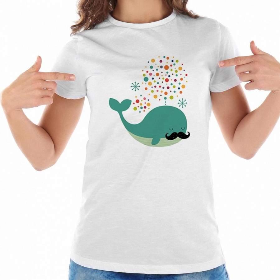 2018 New Hip Hop Womens T Shirts Cartoon T-Shirt Women Whale Printed Women Tees Tumblr Women Summer Tops