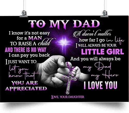 to My dad Horizontal Poster-I Love You-Daughter to Father-Home Decoration Poster, Wall Poster, Home and Room Decoration, Gifts for Father, Souvenirs.