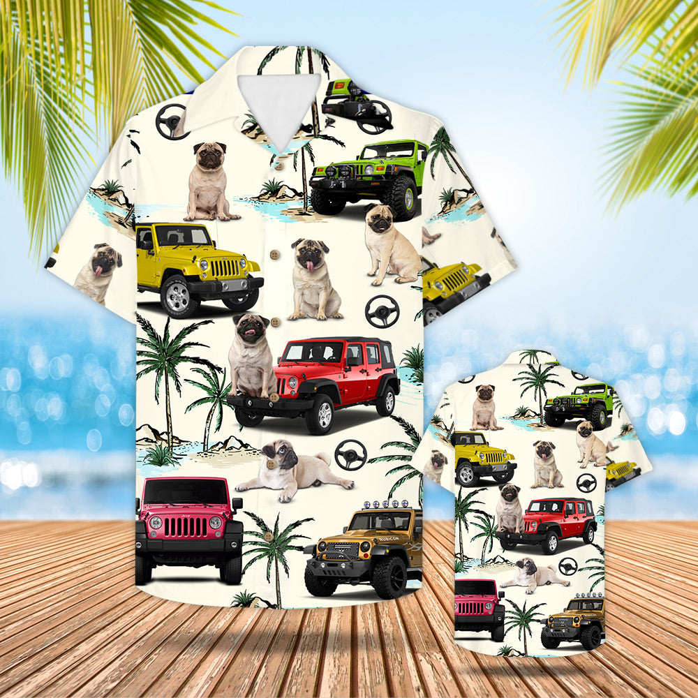 Hawaiian Jeep Pug Shirt Gift For Trips And Pattern Trna Ha103719