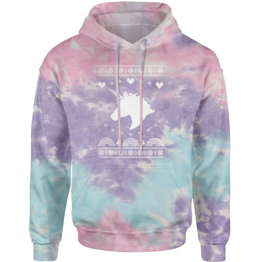 Unicorn Ugly Christmas Tie-Dye Adult Hoodie Sweatshirt