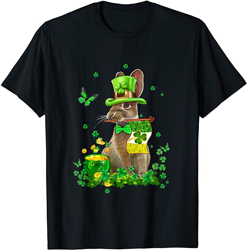 Irish Shamrock Leprechaun Cute Rabbit Lucky St Patricks Day T-Shirt