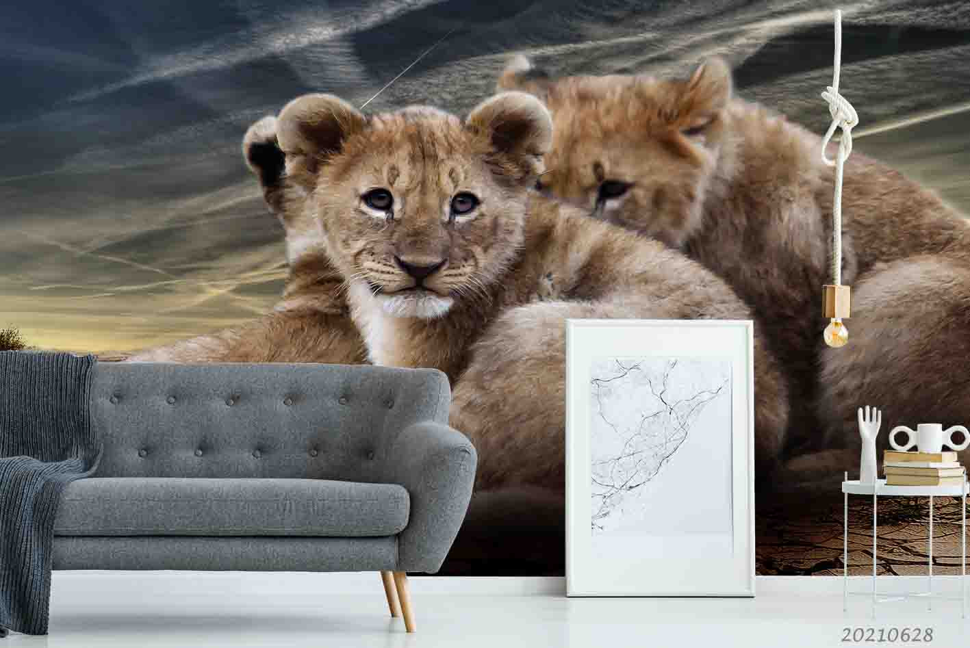 3D Wild Animal Lion Wall Mural Wallpaper Lqh 213