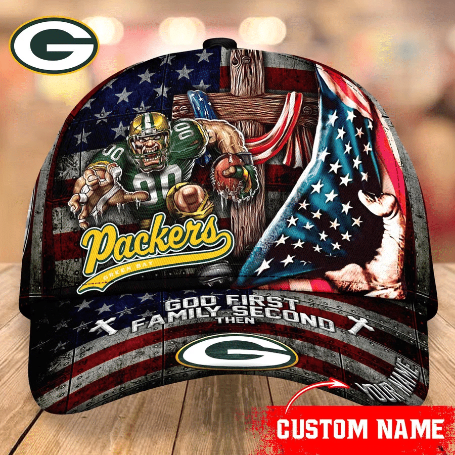 Green Bay Packers Baseball Caps Mascot Flag Custom Name