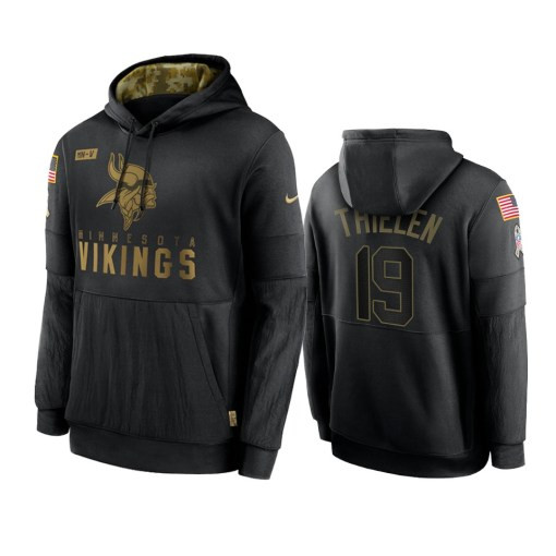 Minnesota Vikings Adam Thielen Black 2020 Salute To Service Sideline Performance Pullover Hoodie