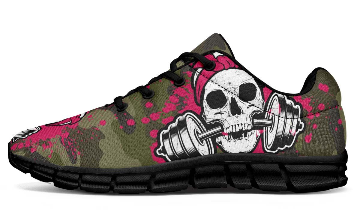 Camo Pink Splat Skull Breathable Sneakers Custom Shoes V142