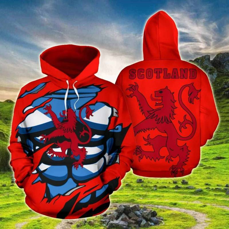 Scottish Lion In Me Red All Over Print Hoodies