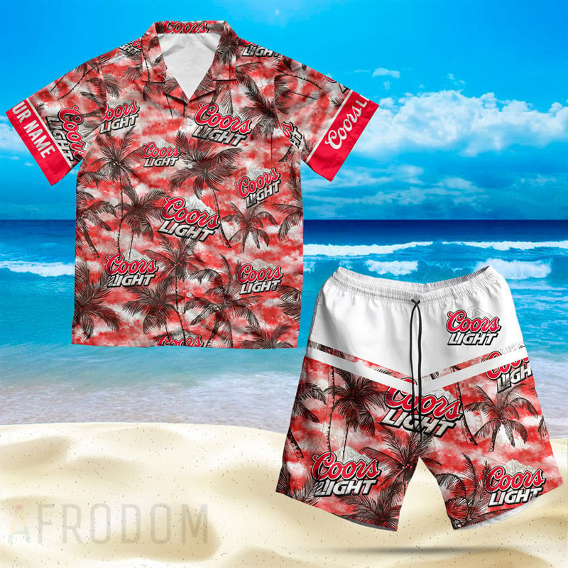 Personalized Tropical Coors Light Hawaiian Shirt And Shorts Set