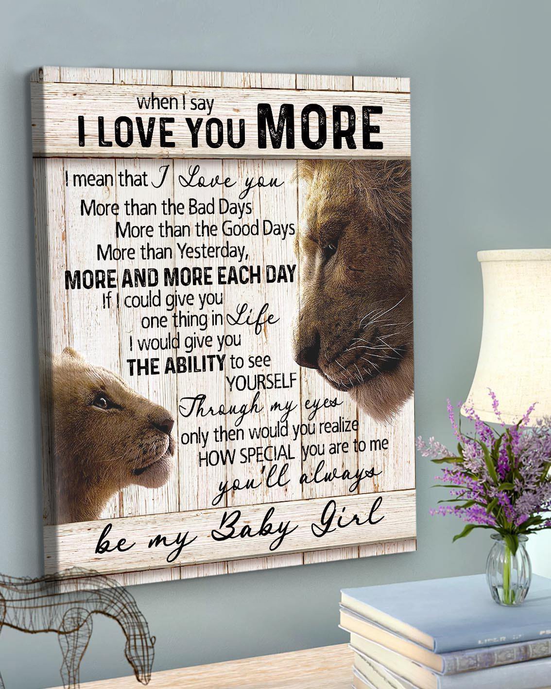 Top 5 Daughter Gift Wall Art Canvas – I Love You More Lion Version