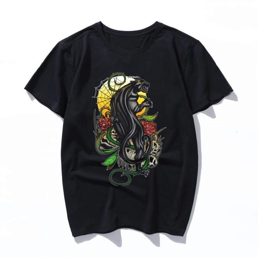 panther men t shirt top tee shirt women female ulzzang t-shirt Harajuku Casual Vintage Printing Funny girl tshirt