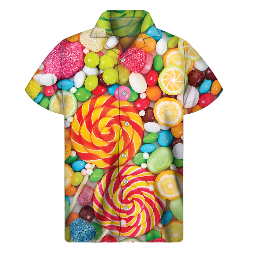 Colorful Lollipop And Candy Print Men’S Short Sleeve Shirt