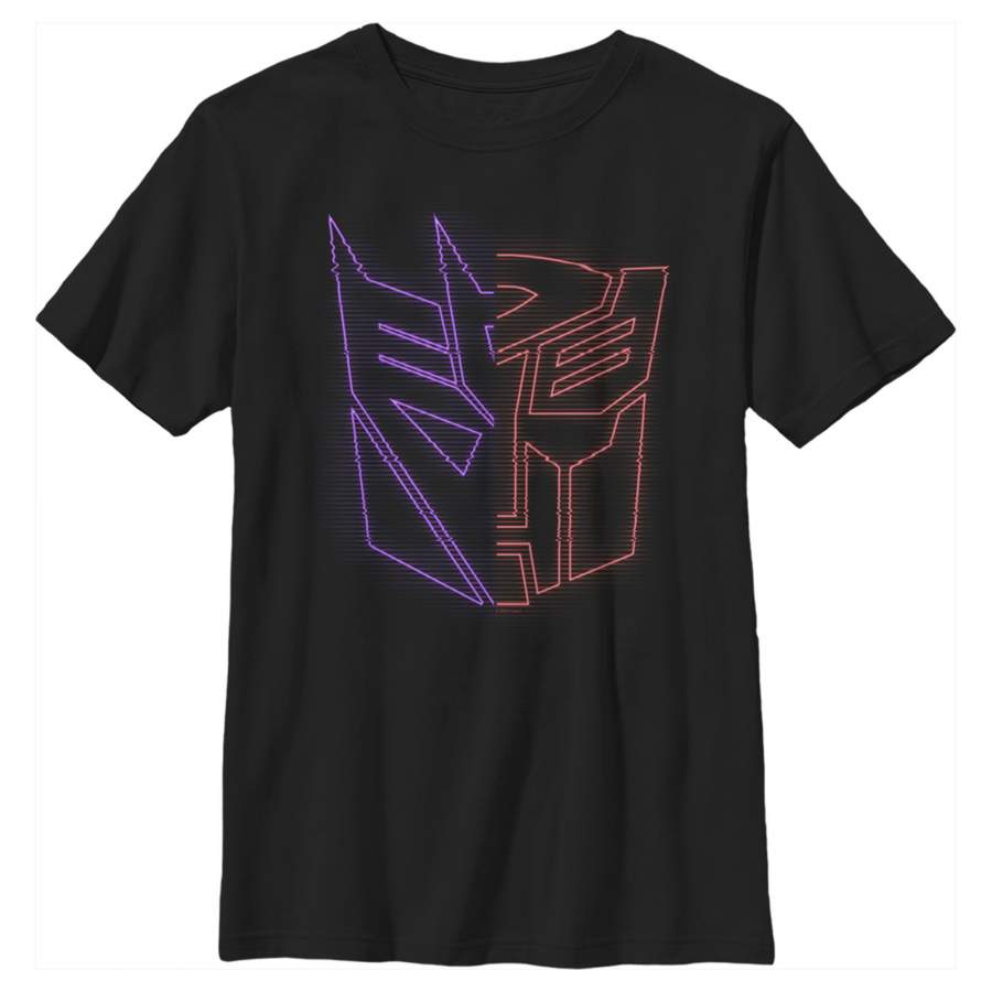 Transformers Boy’s Split Bot Neon Logo  T-Shirt