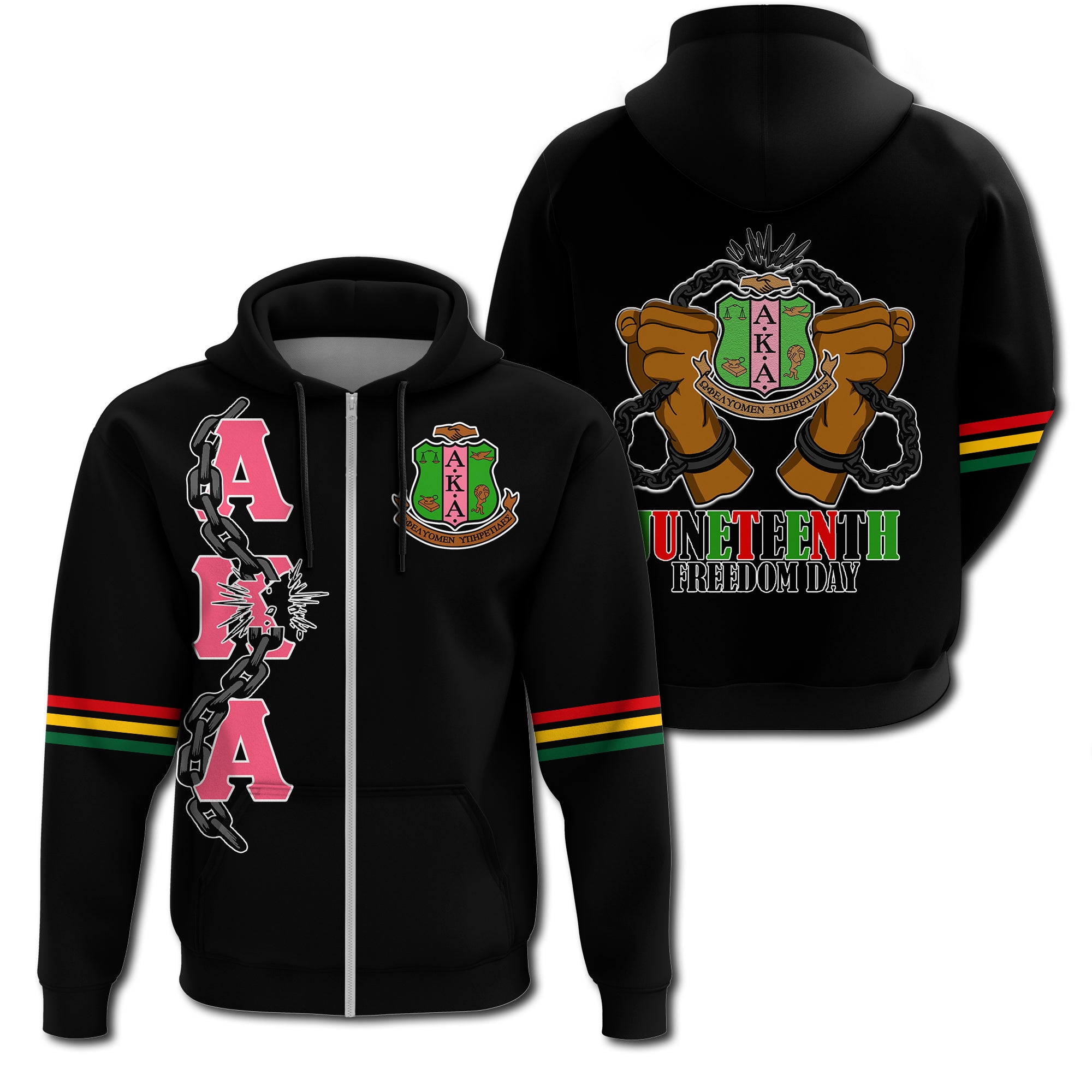 Alpha Kappa Alpha Happy Juneteenth Zip Hoodie T09