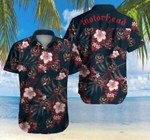 Motorhead Rock Band Graphic Print Short Sleeve Hawaii Casual Shirt Ha33633