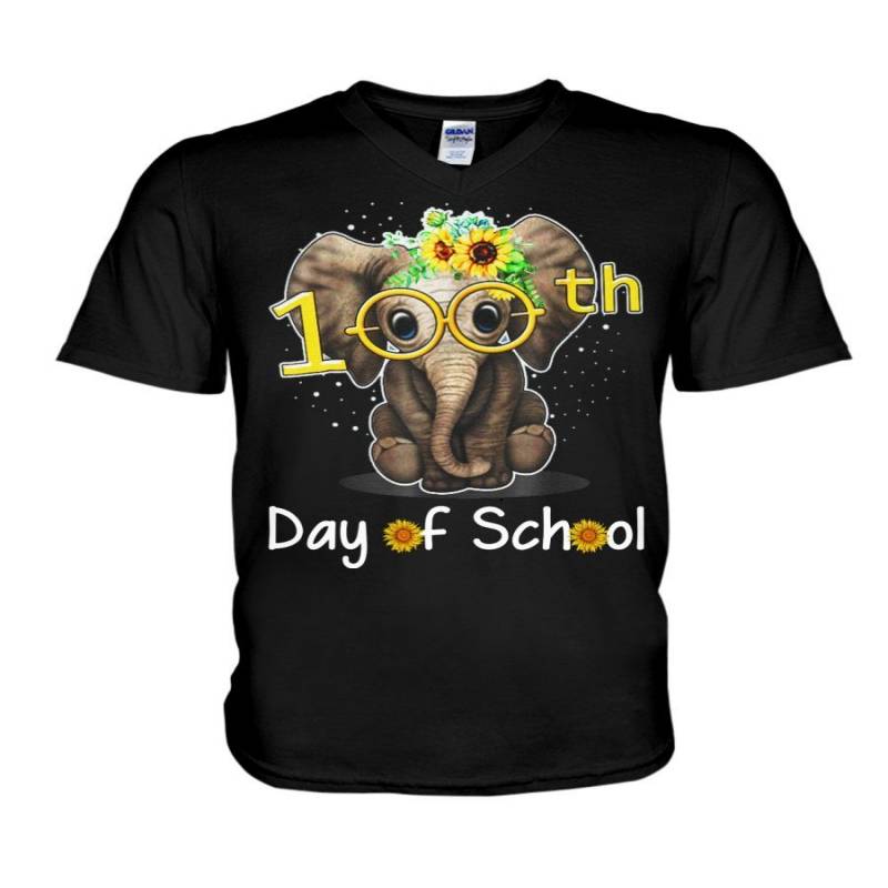 100Th Days Of School For Elephant Lovers Guys V-Neck