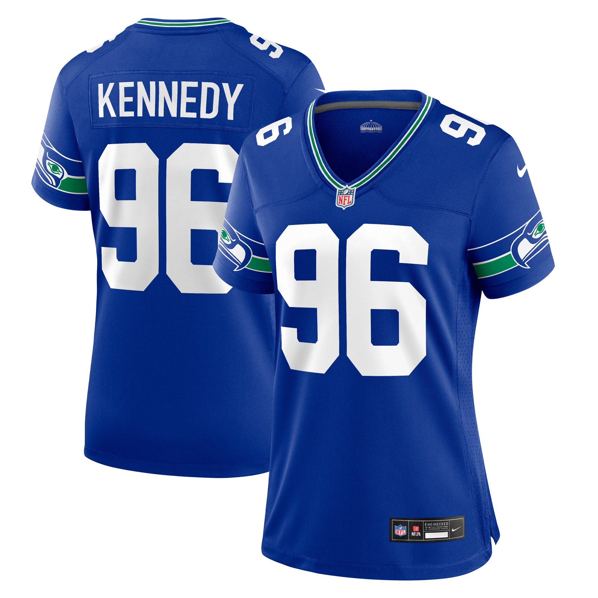 Women’s Seattle Seahawks Cortez Kennedy Royal Throwback Player Game Jersey