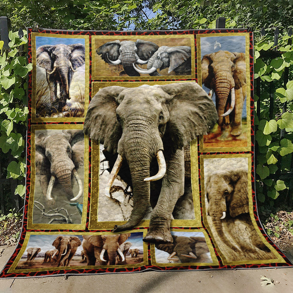 Elephant Walk Toward Human To Make Human Happy  Quilt Blanket