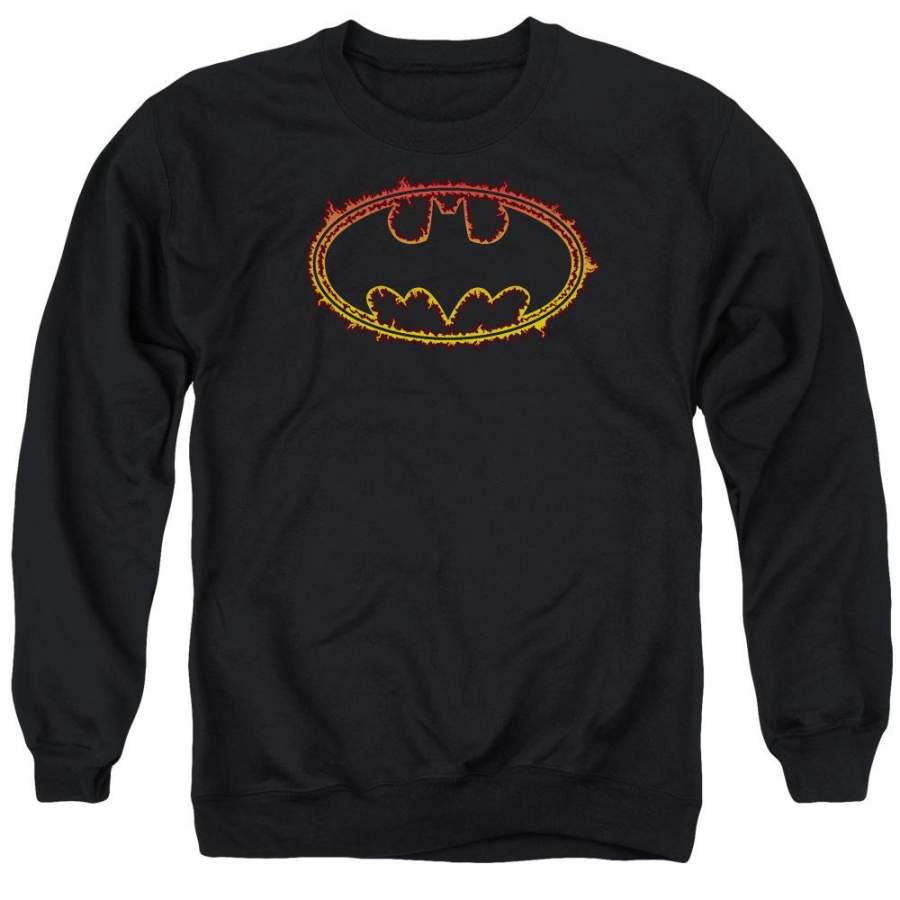 Batman – Flame Outlined Logo Adult Crewneck Sweatshirt