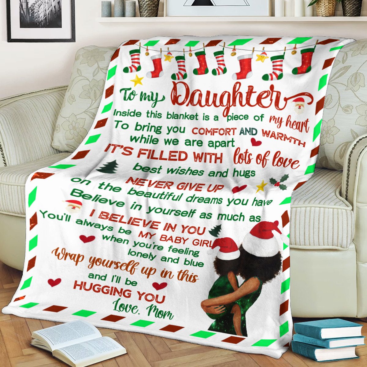 To My Daughter – Christmas – Black Daughter Blanket