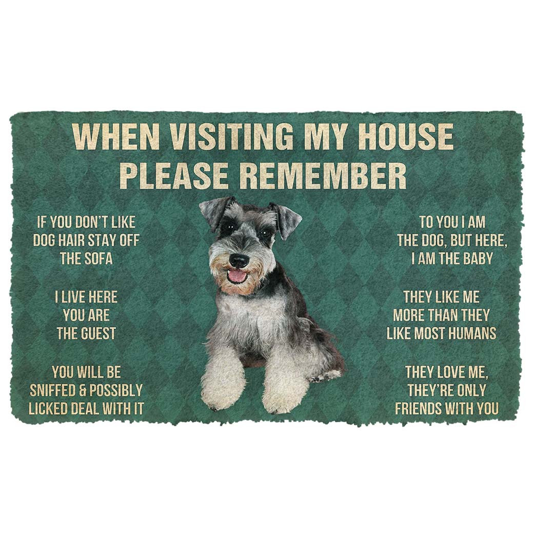 Gearhumans  Gearhuman 3D Please Remember Miniature Schnauzer Puppy Dogs House Rules Custom Doormat